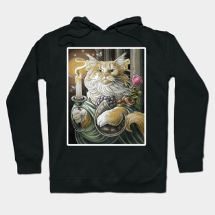 Candle Light Cat - White Outlined Version Hoodie